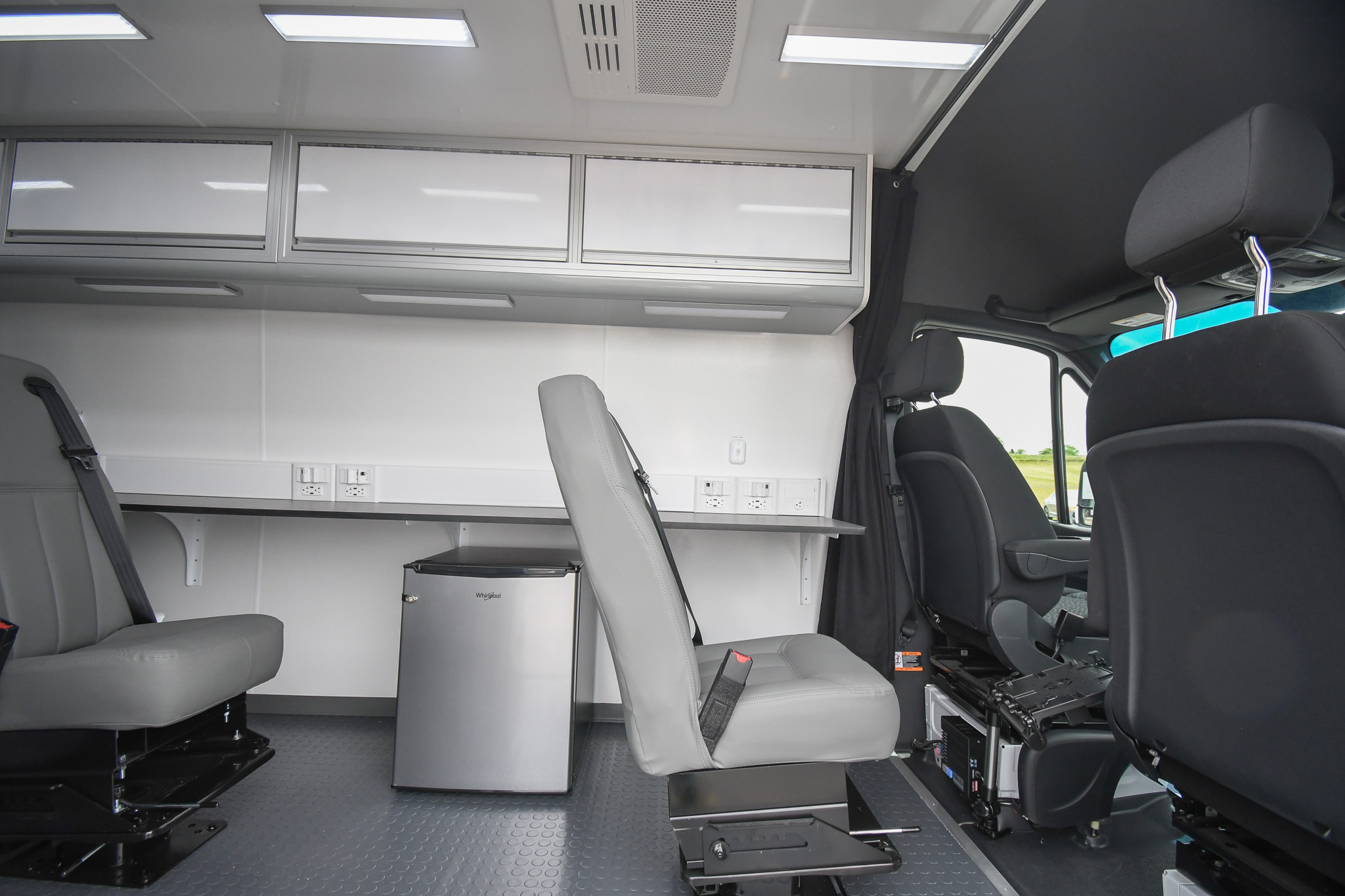 A view of the tactical seats inside the unit for Patuxent River, MD.