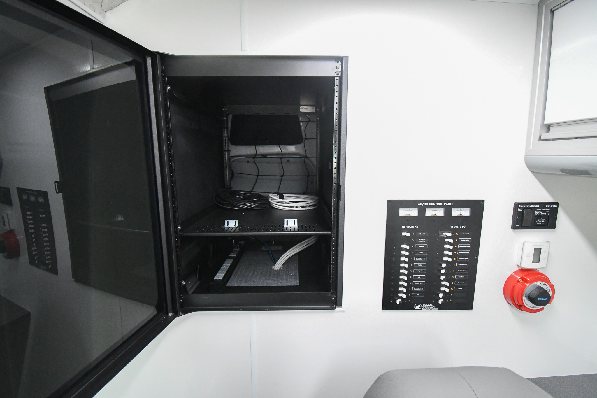 The electronics cabinet inside the unit for Patuxent River, MD.