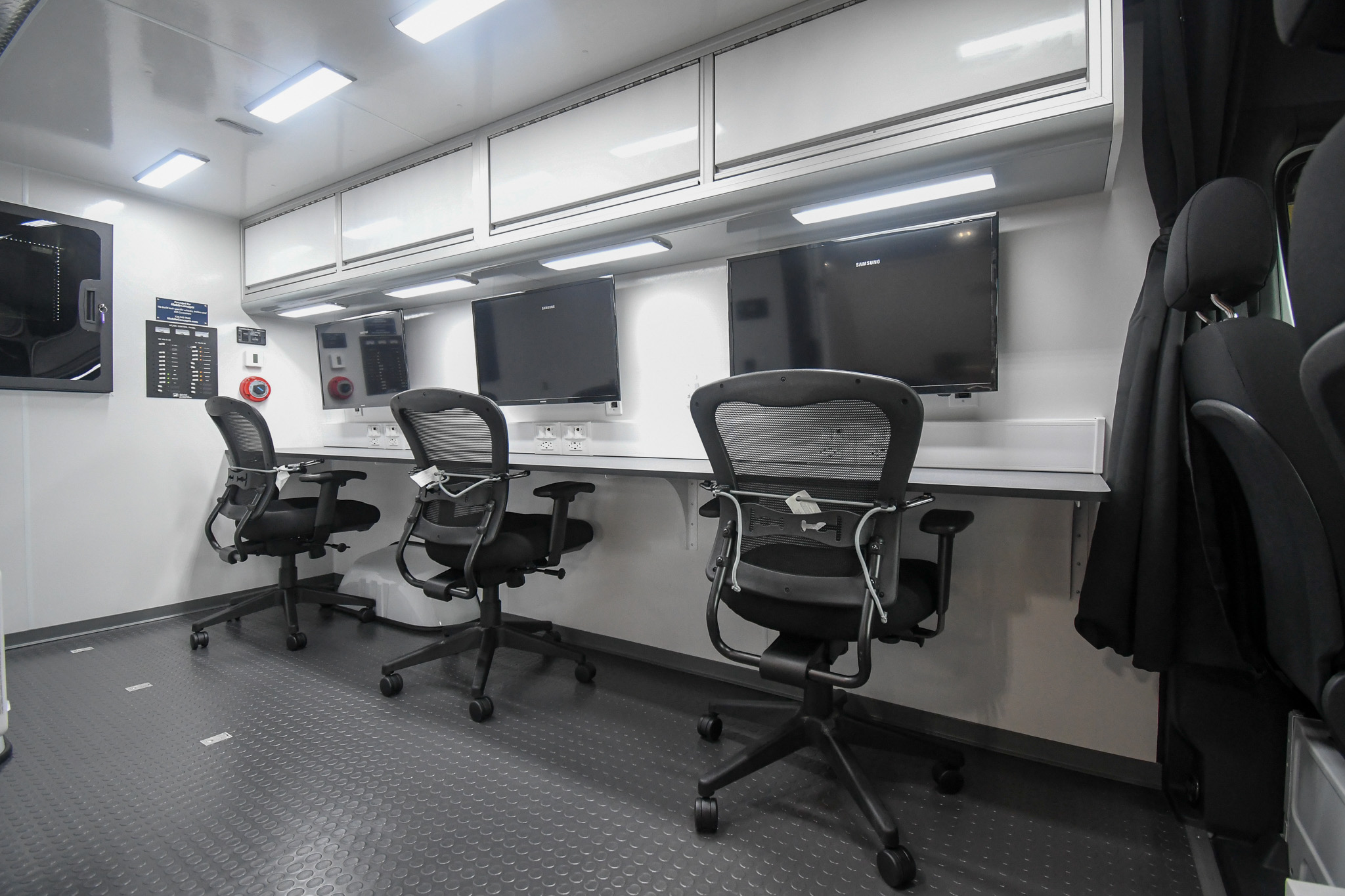 Three workstations inside the unit for Fountain Valley, CA.