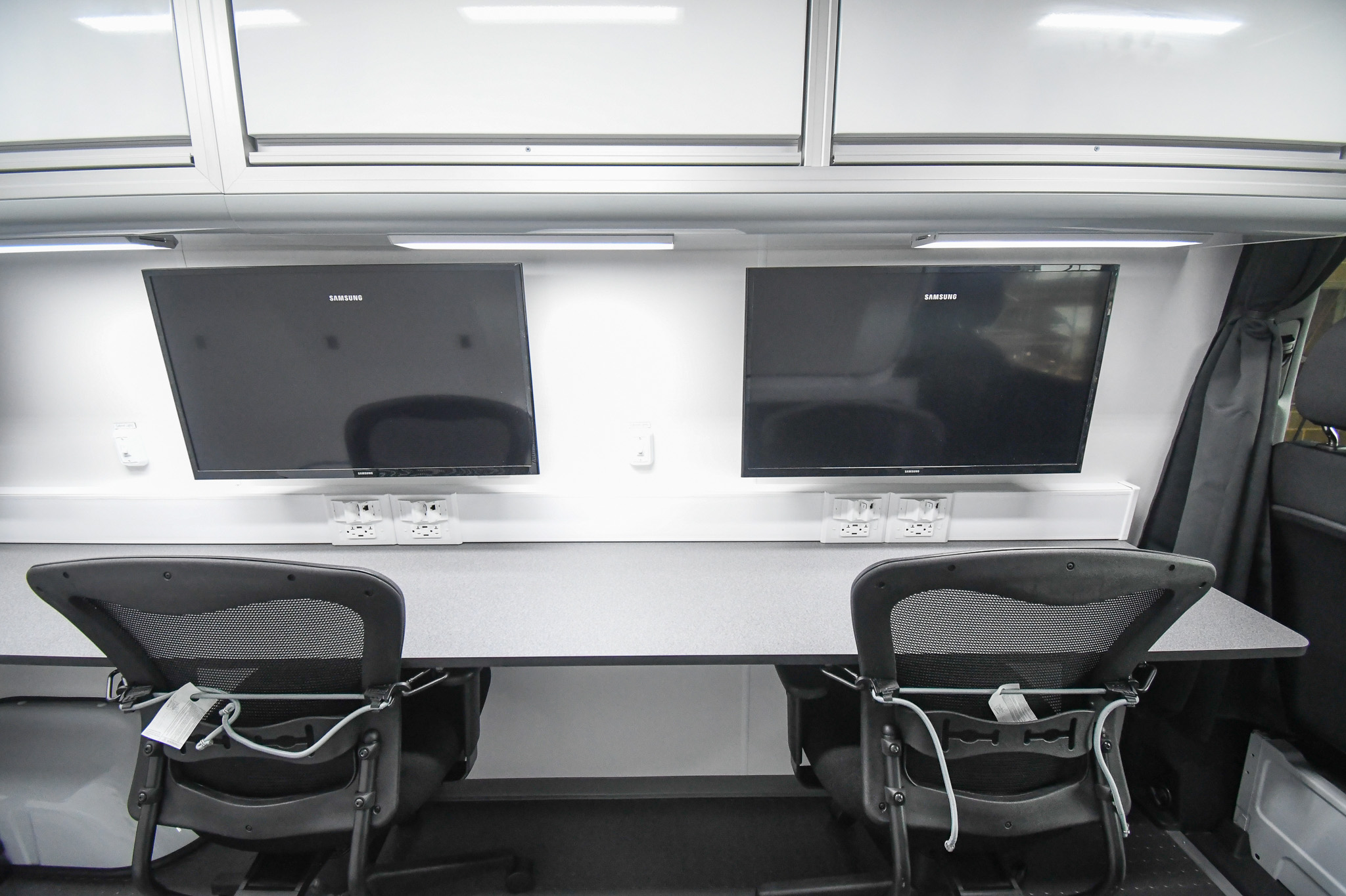 Two of three workstations inside the unit for Fountain Valley, CA.