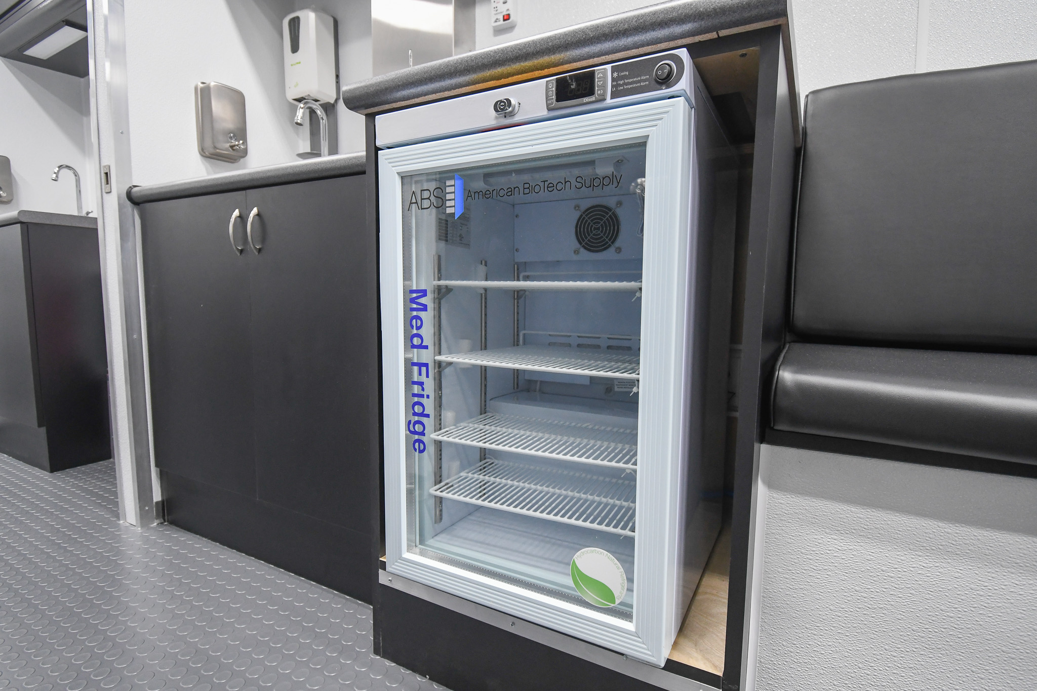 The medical refrigerator inside the unit for Rosebud, SD.