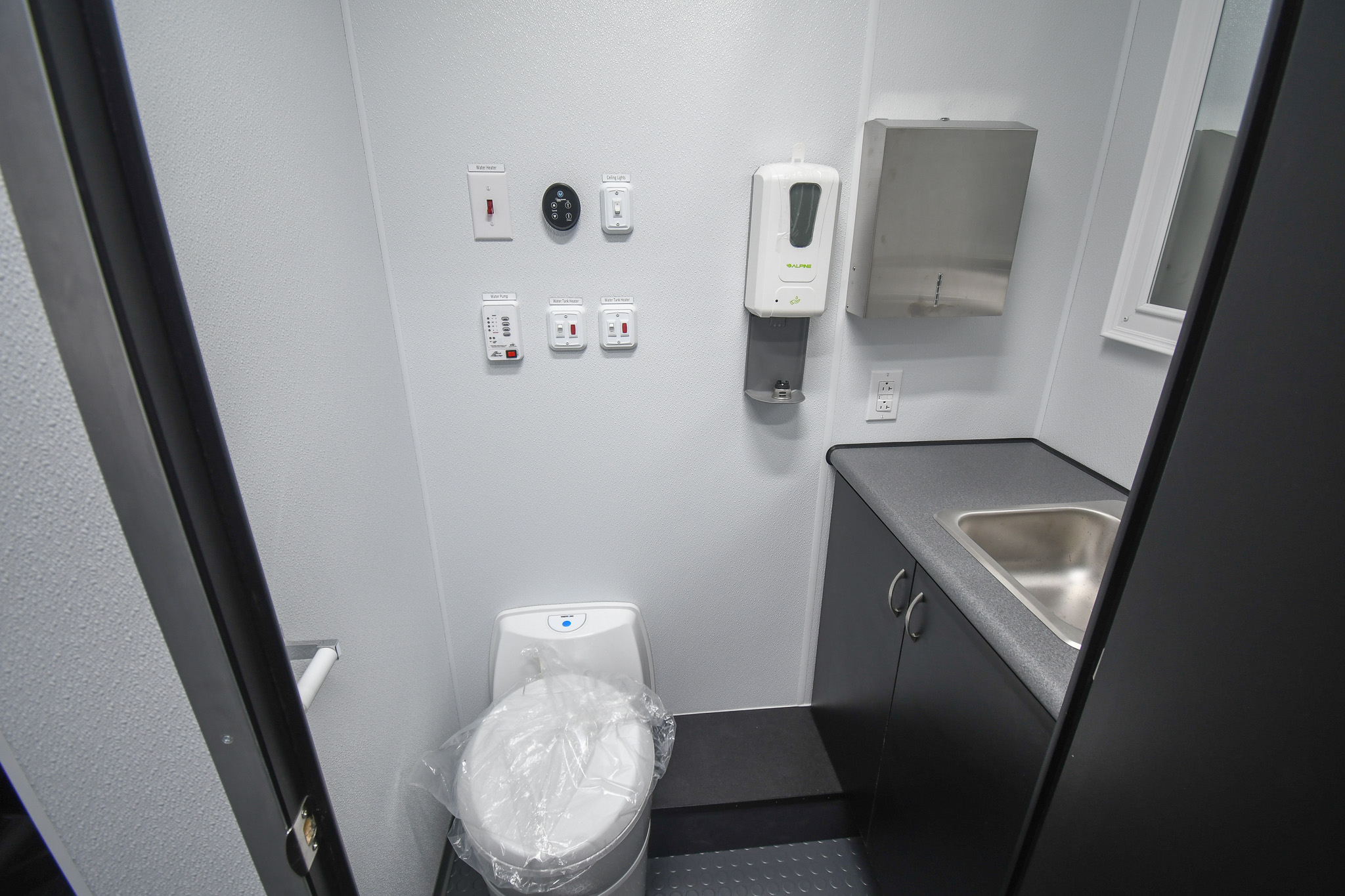 The restroom inside the unit for Rosebud, SD.