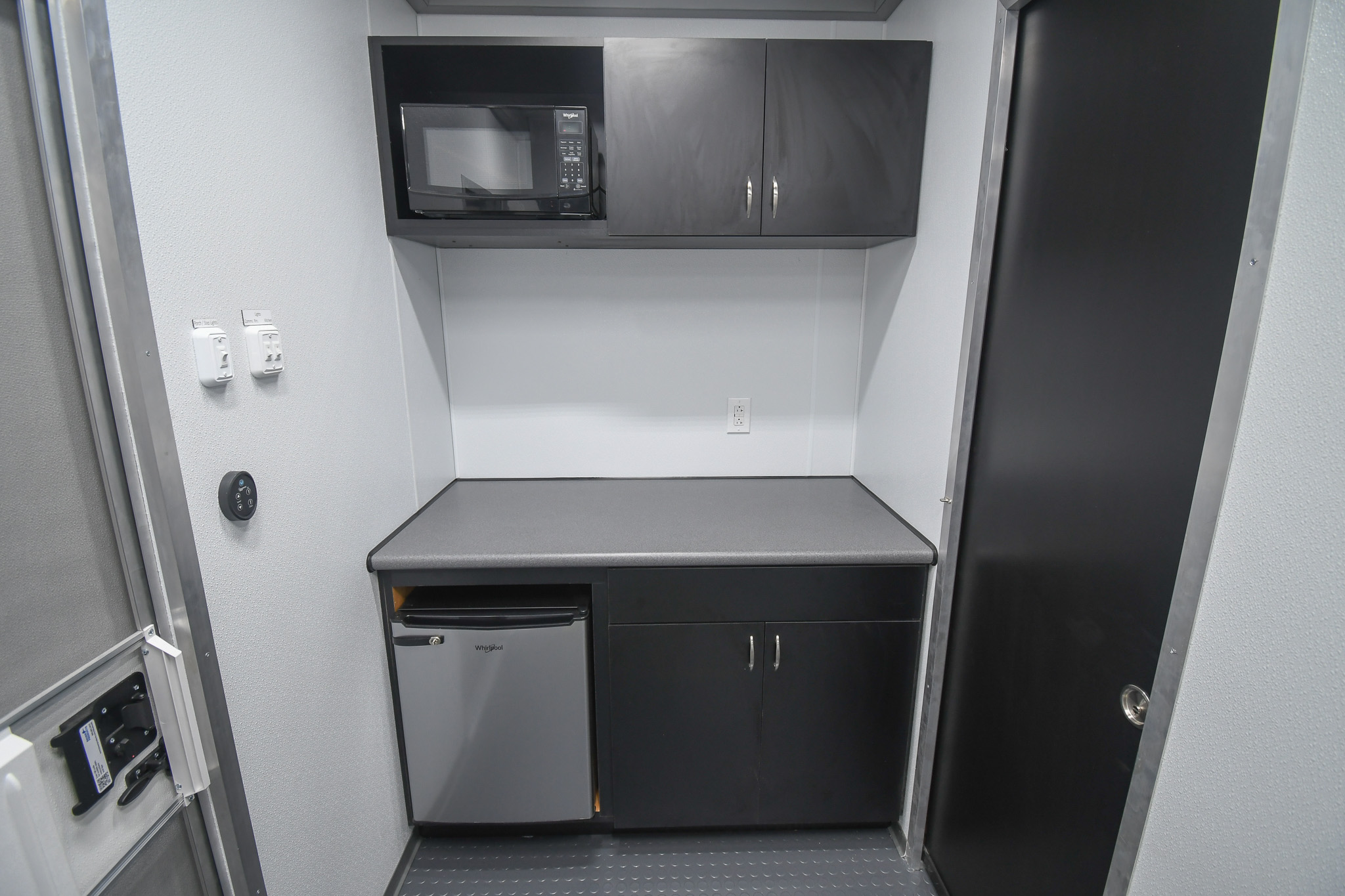 The kitchenette inside the unit for Kinston, NC.