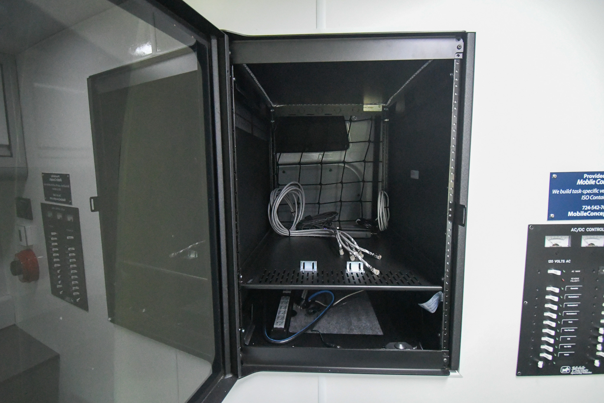 Interior view of the electronics rack inside the unit for San Bernardino, CA.