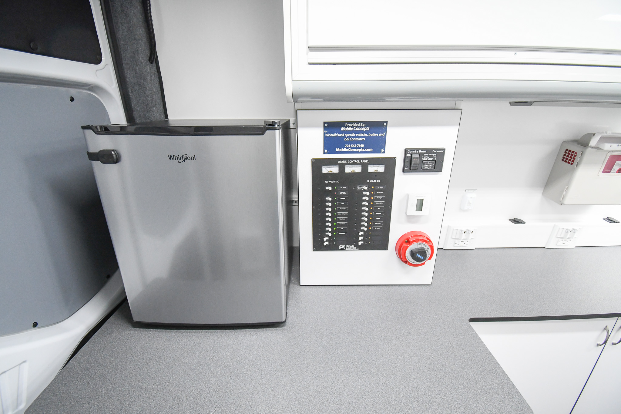 The refrigerator and electric panel inside the unit for Lancaster, PA.