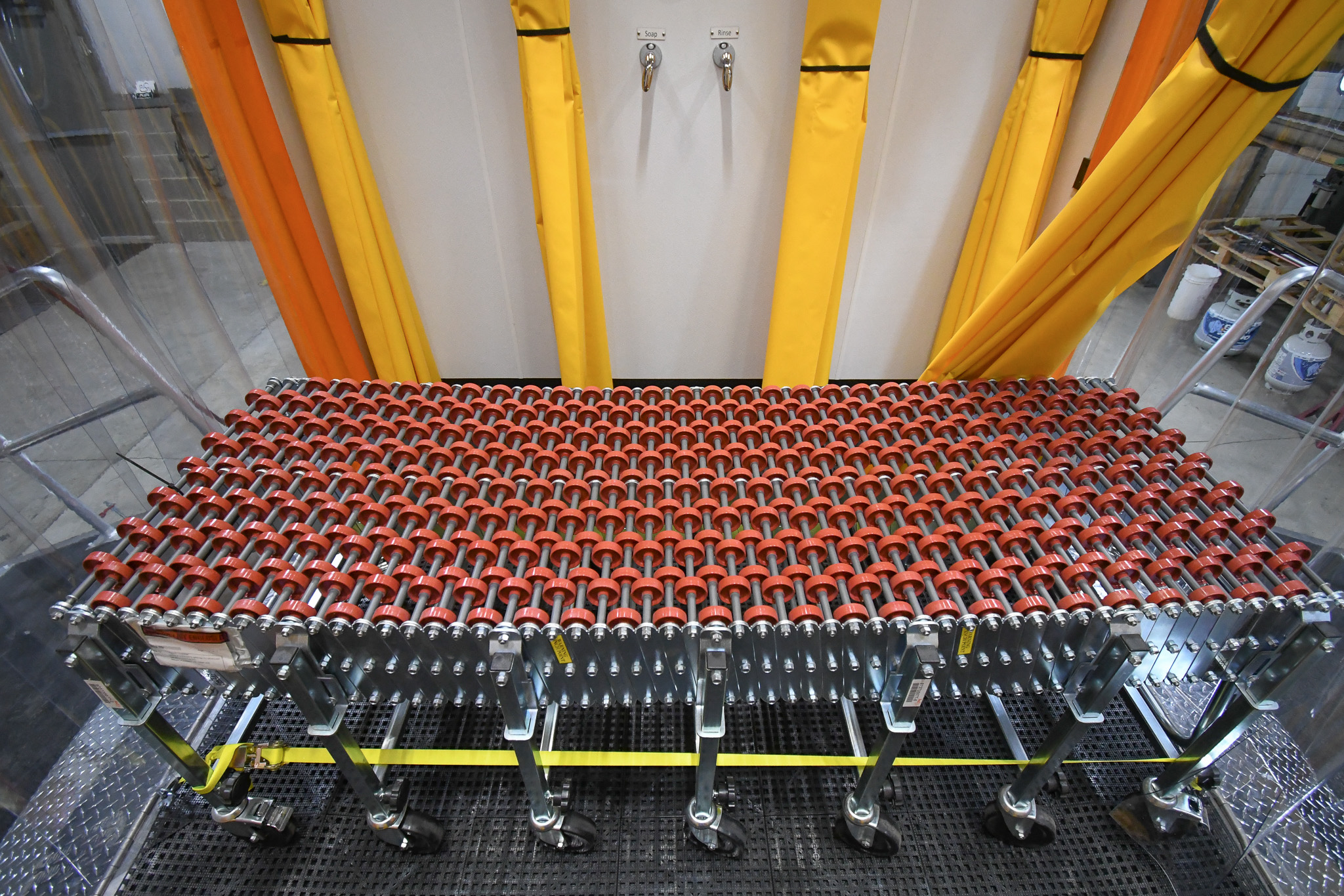 The roller table inside the unit for Fayetteville, AR.